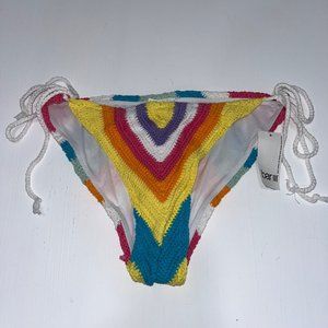 BAR III Rainbow‎ Pride Crochet Tie Sides Full Cut Bikini Bottom Swim Size XL NWT
